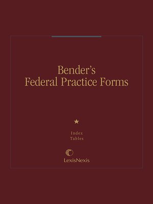 cover image of Bender's Federal Practice Forms